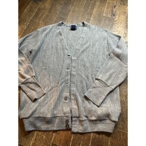 Vintage Par Four Gray Grandpa Cardigan Sweater U.S.A. Made Men's Large
